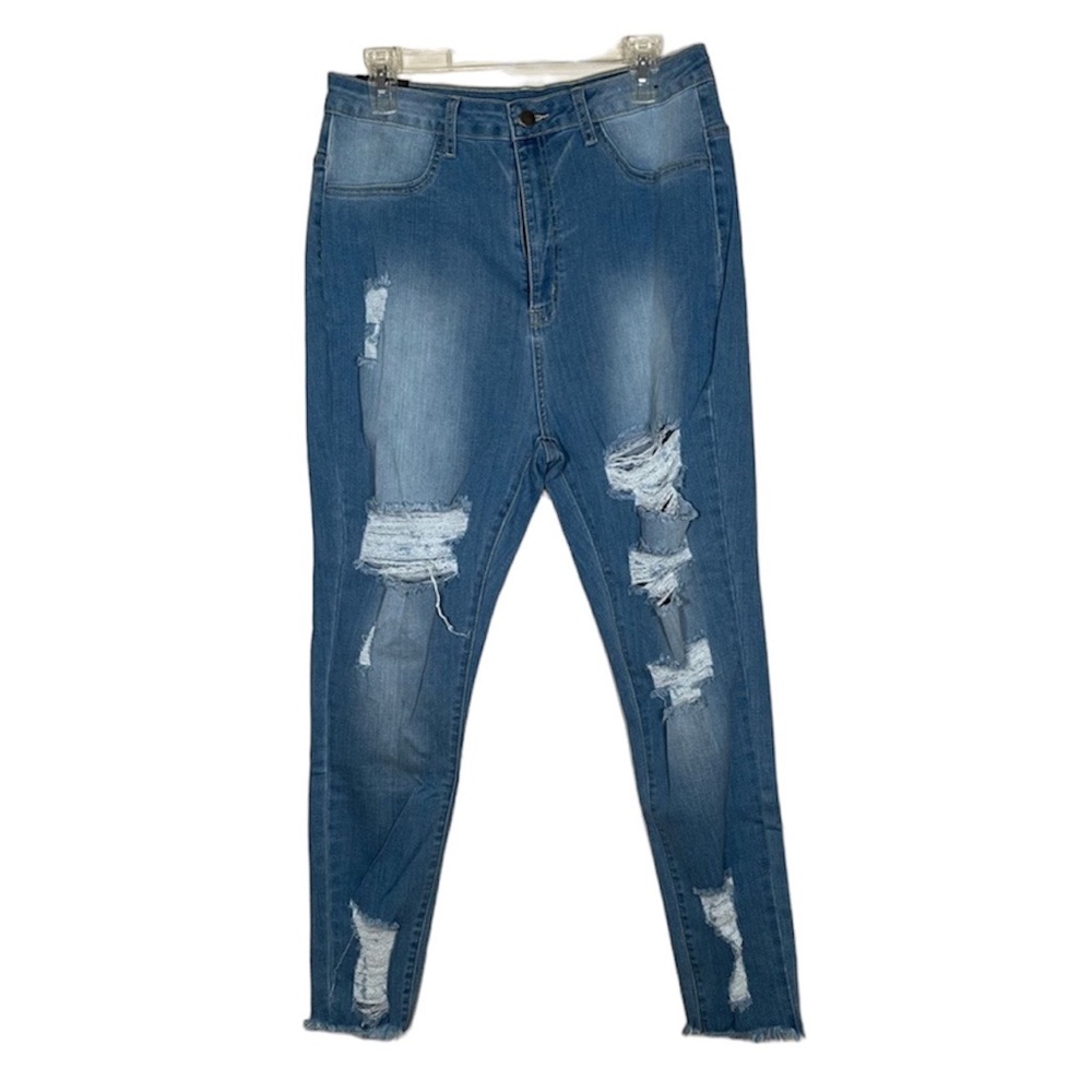 Fashion Nova High Rise Skinny Jeans Color Light Blue Size 1X